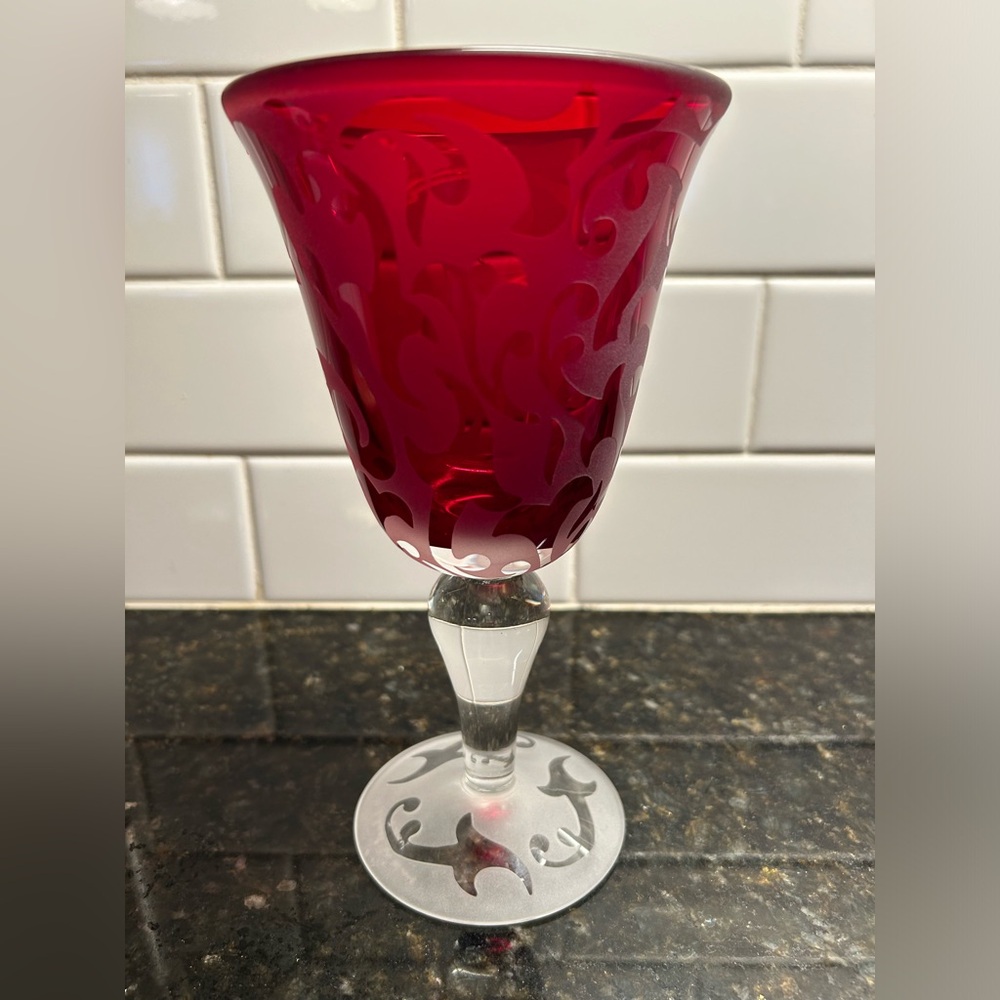BEAUTIFUL MICHAEL WEEMS Vintage Red Water Goblets